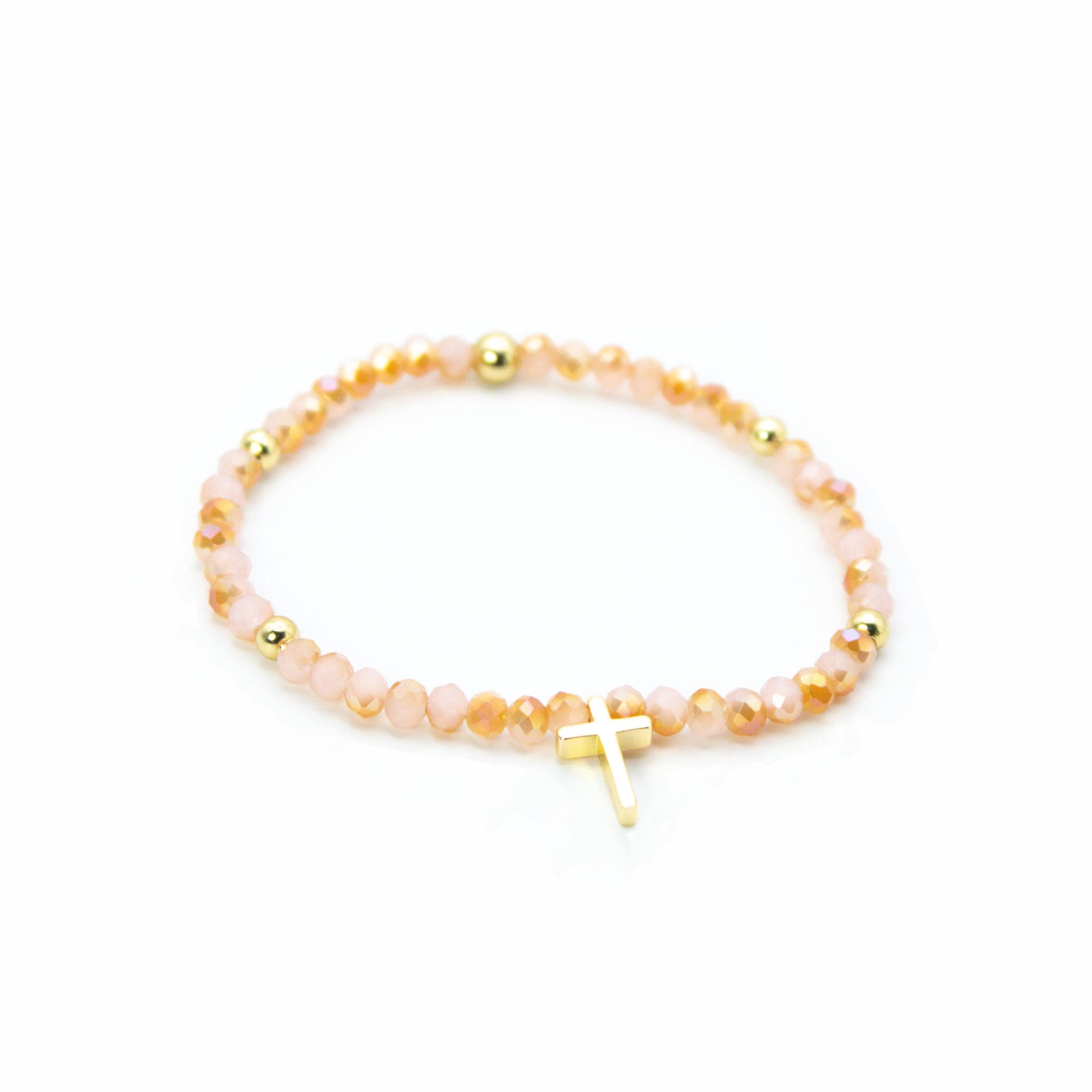 Pulsera Cruz de Coral Cristales